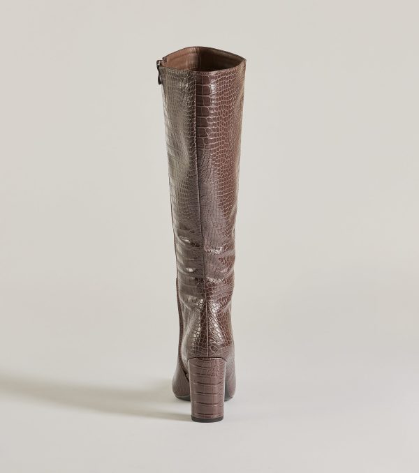 Chic Moment Faux Leather Croc-Embossed Under the Knee Boots - Image 4