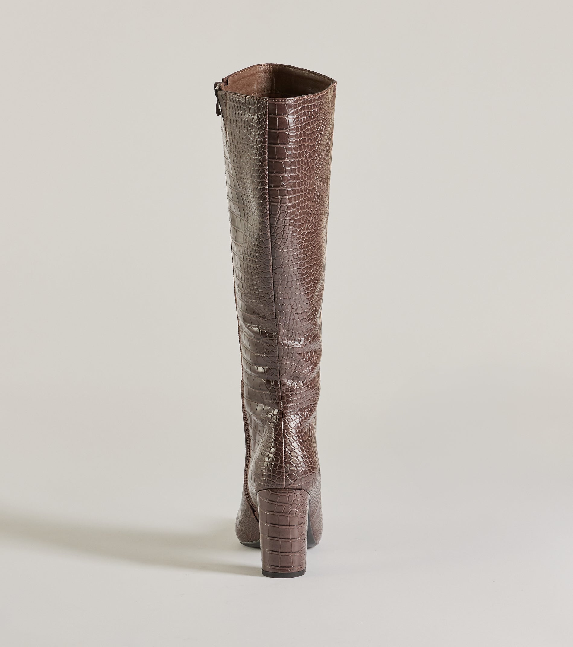 Chic Moment Faux Leather Croc-Embossed Under the Knee Boots - Image 4