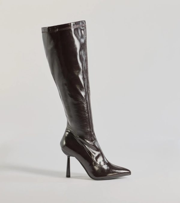 Major Strut Faux Leather Knee-High Stiletto Boots - Image 7