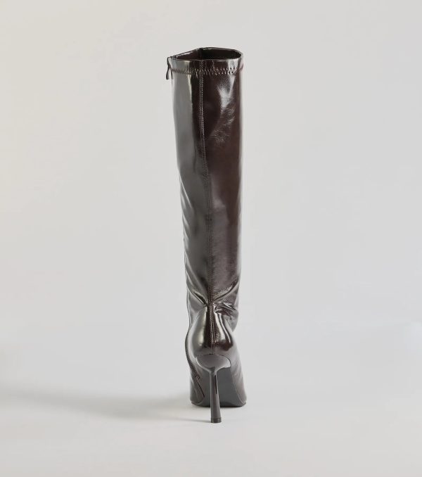 Major Strut Faux Leather Knee-High Stiletto Boots - Image 9