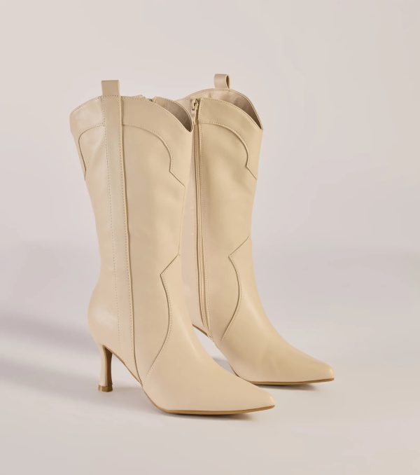Sleek Stride Faux Leather Stiletto Western Boots - Image 5
