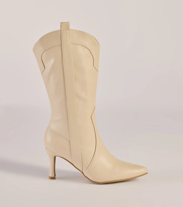 Sleek Stride Faux Leather Stiletto Western Boots - Image 6