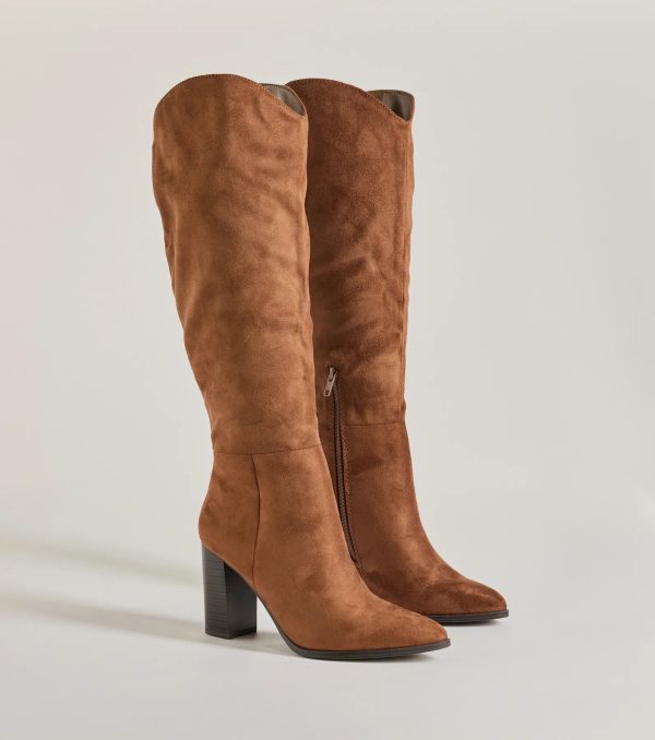 Chic Statement Faux Suede Knee-High Boots - Image 9