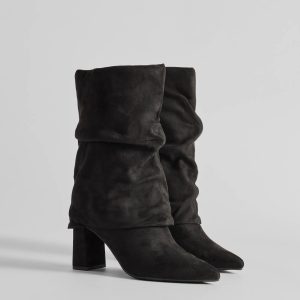 Fab Faux Suede Fold-Over Mid-Calf Boots