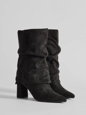 Fab Faux Suede Fold-Over Mid-Calf Boots