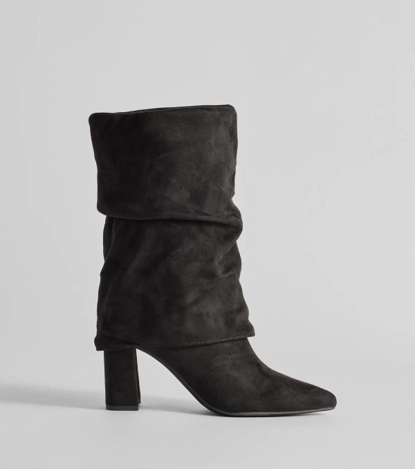 Fab Faux Suede Fold-Over Mid-Calf Boots - Image 2