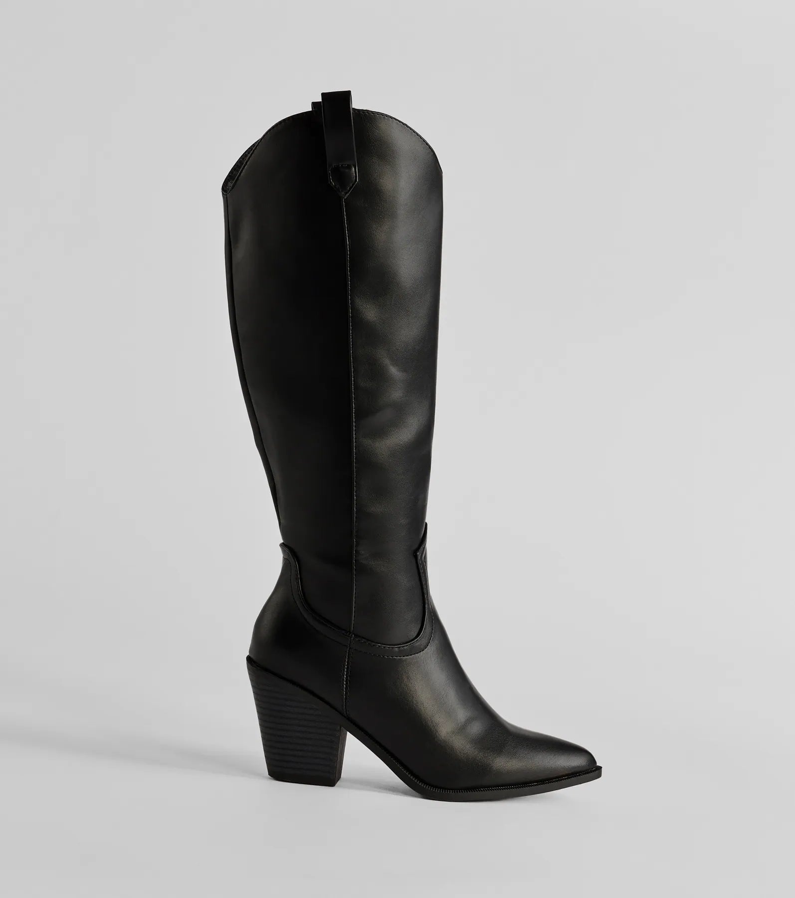 Western Sleek Knee-High Block Heel Boots - Image 2