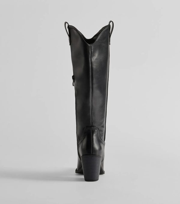 Western Sleek Knee-High Block Heel Boots - Image 4