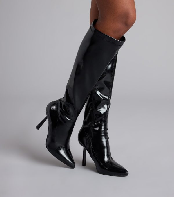 Major Strut Faux Leather Knee-High Stiletto Boots - Image 12
