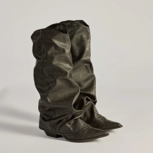 So The Drama Distressed Faux Leather Under-The-Knee Boots