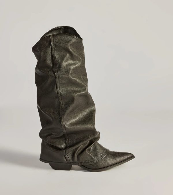 So The Drama Distressed Faux Leather Under-The-Knee Boots - Image 2