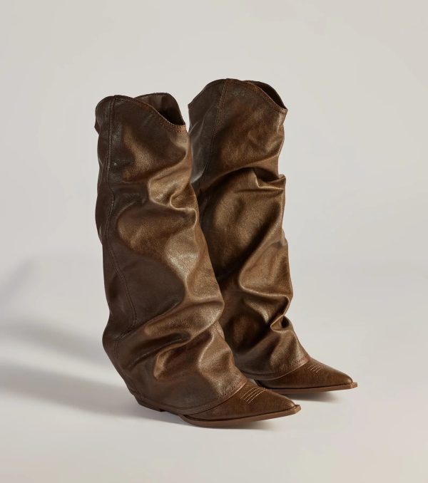 So The Drama Distressed Faux Leather Under-The-Knee Boots - Image 5