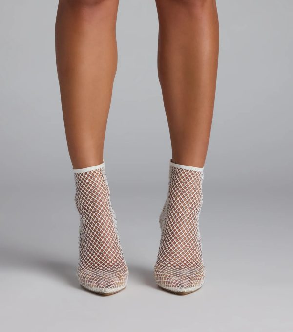 Up To No Good Rhinestone Fishnet Booties - Image 6