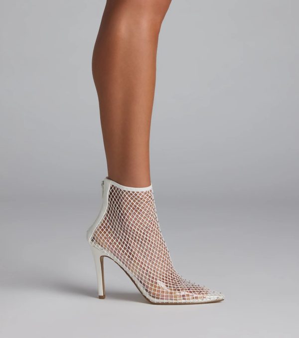 Up To No Good Rhinestone Fishnet Booties - Image 7