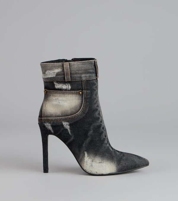 City Blues Denim Stiletto Booties - Image 2