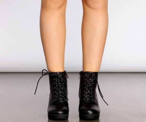 Kickin' It Faux Leather Lace Up Booties - Image 2