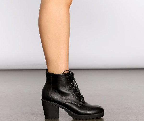 Kickin' It Faux Leather Lace Up Booties - Image 5
