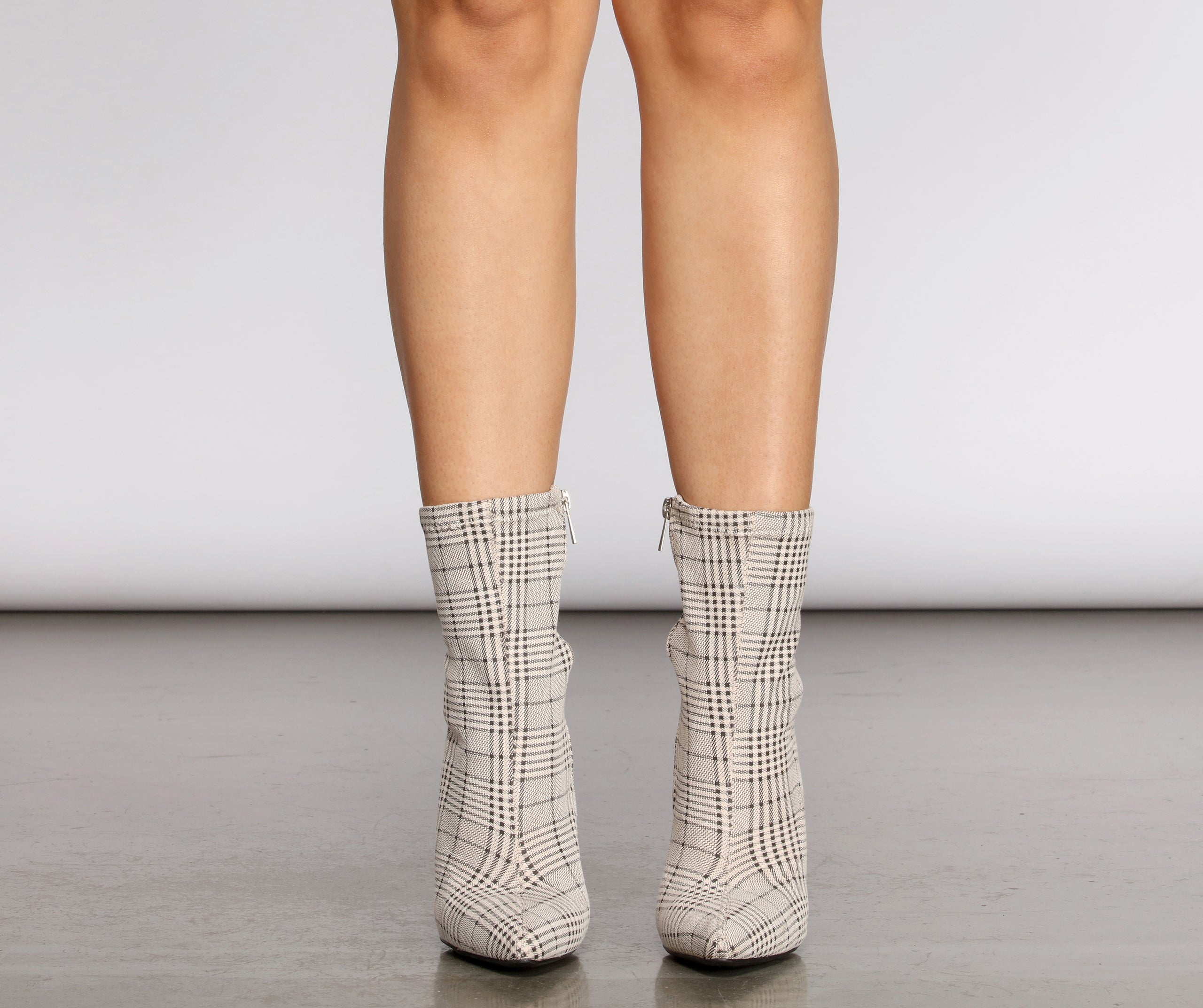 Plaid Stiletto Sock Booties - Image 4