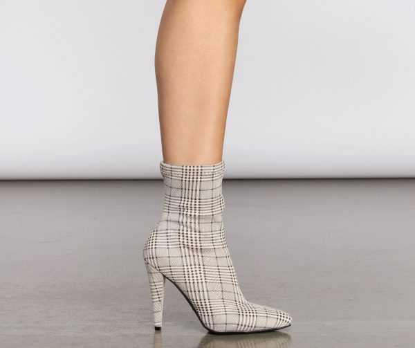 Plaid Stiletto Sock Booties - Image 5