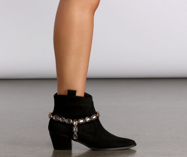 Rhinestone Cowboy Faux Suede Booties - Image 5