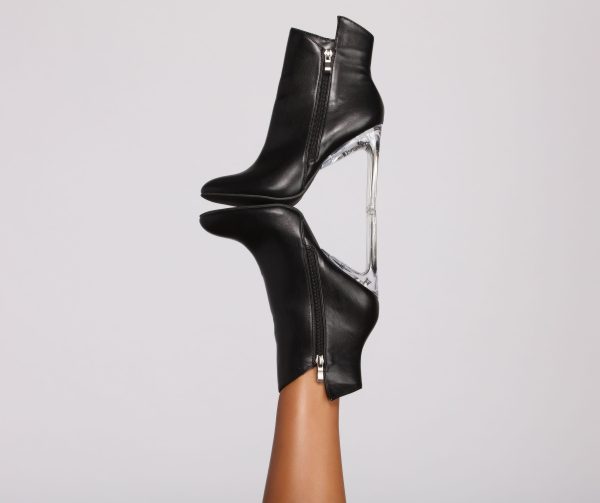 Moving On Faux Leather Lucite Booties - Image 6