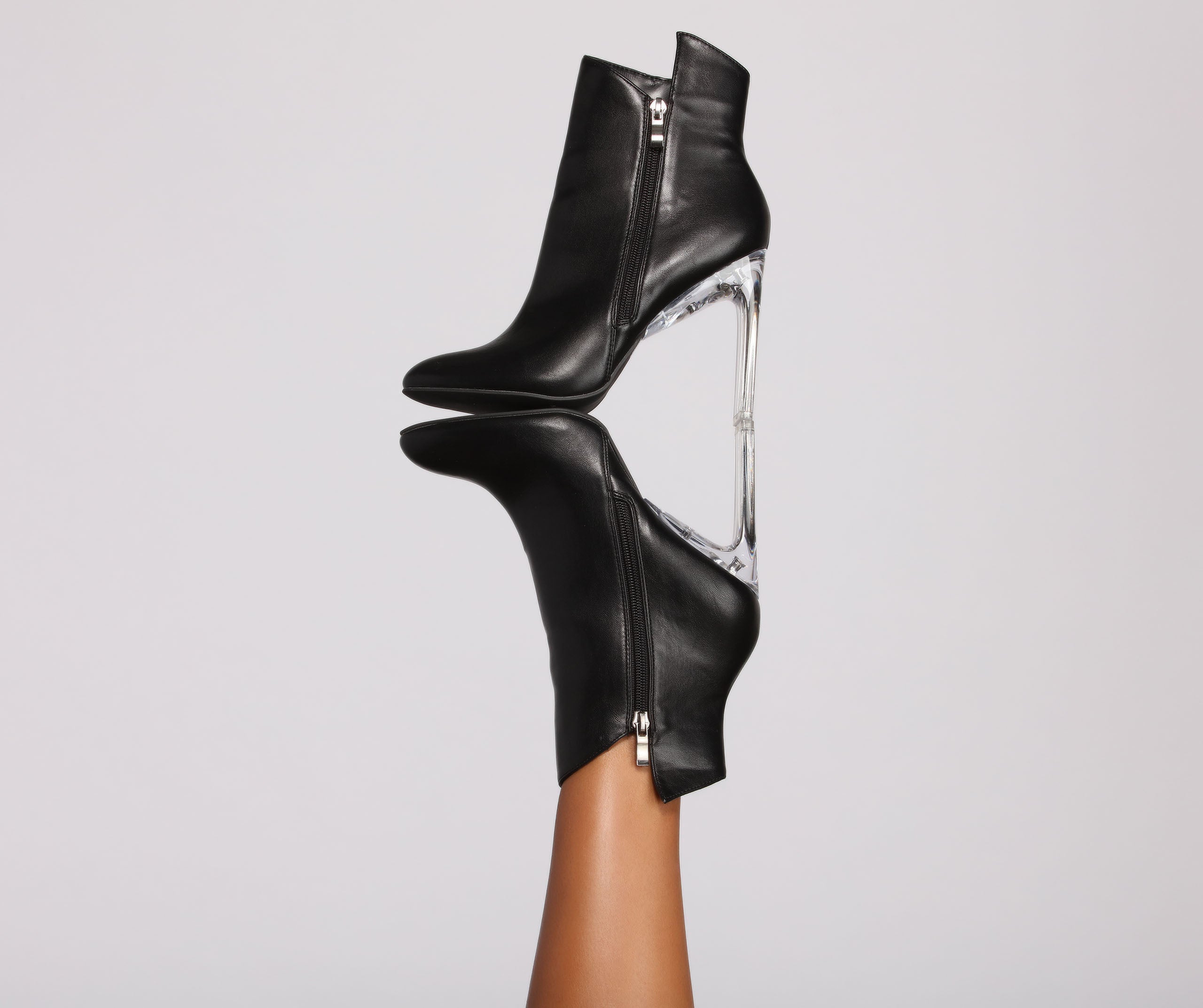 Moving On Faux Leather Lucite Booties - Image 6