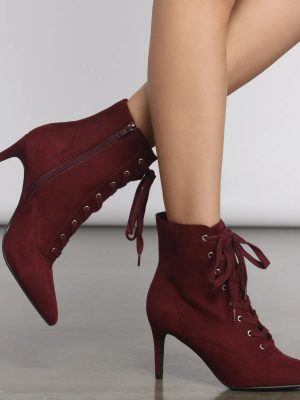 Sleek and Chic Lace Up Stiletto Booties