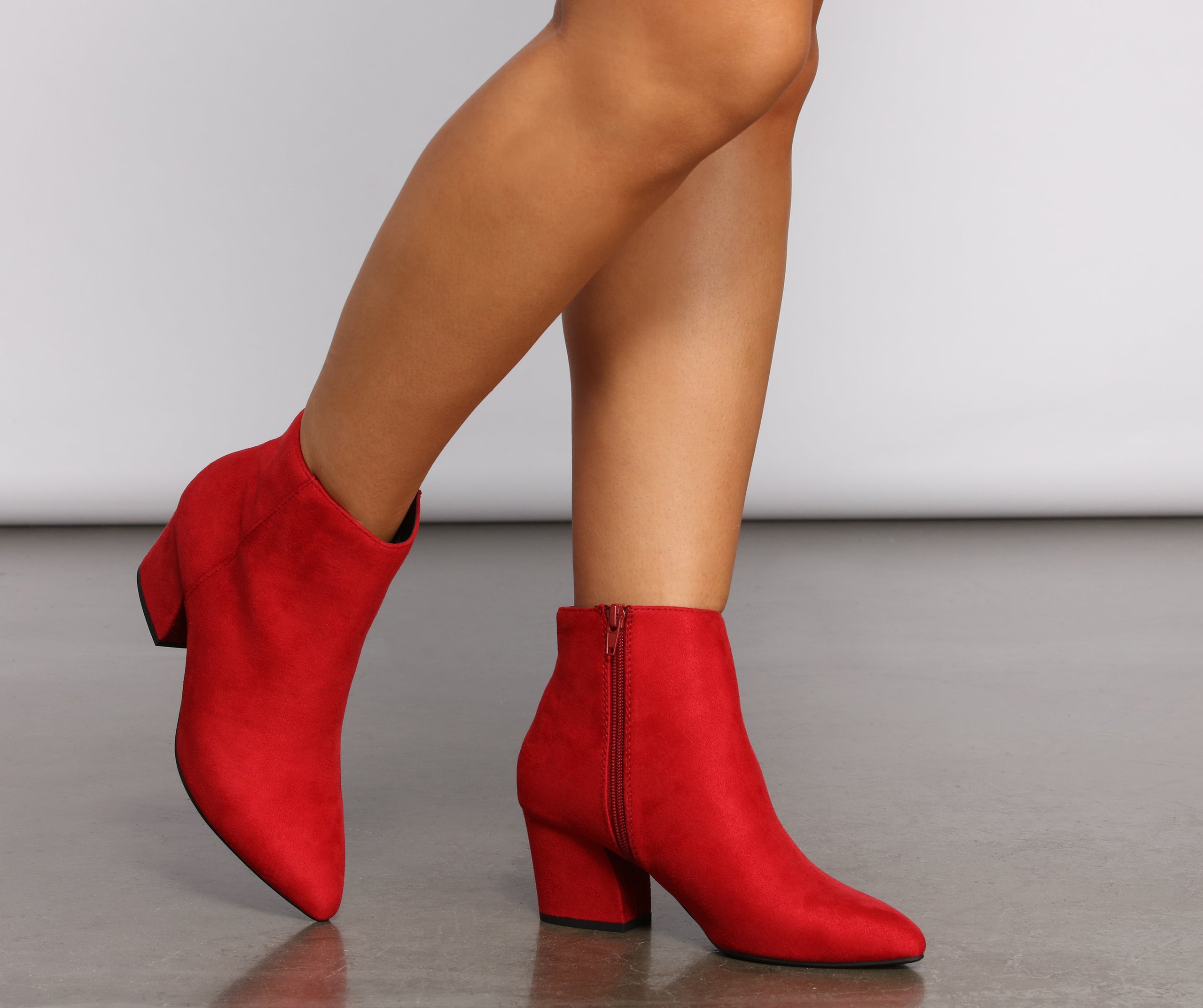 Lady In Red Block Heel Booties - Image 3