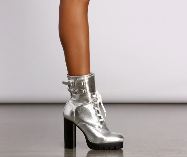 Major Metallic Moment PU Booties - Image 5