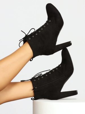 Essential Faux Suede Lace Up Booties