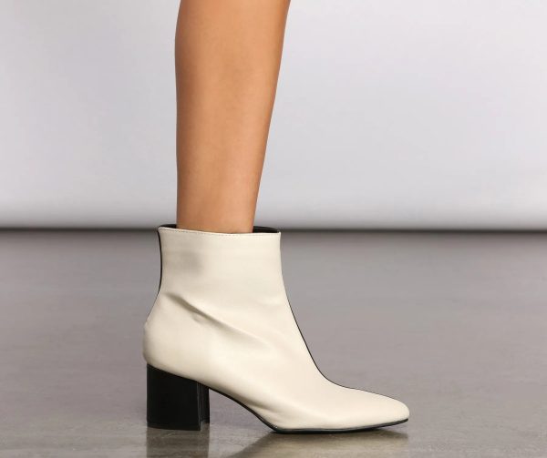 Dual Tone Faux Leather Pointed Toe Booties - Image 4