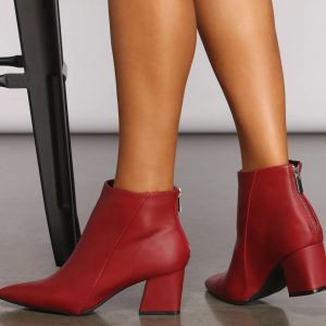 Faux Leather Basic Pointy Toe Booties