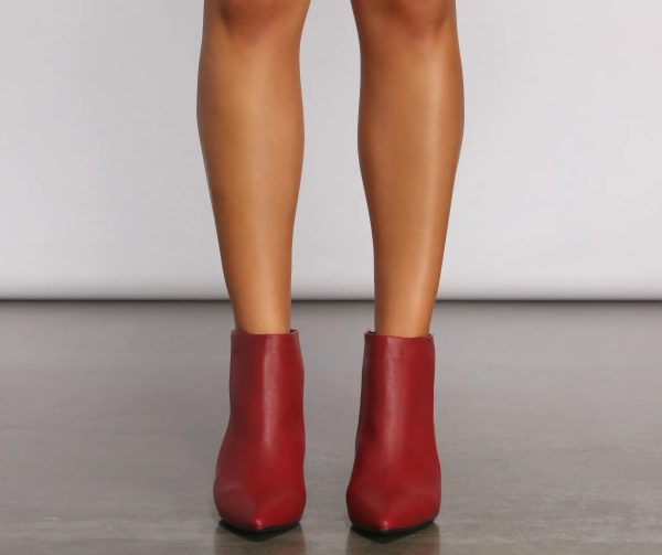 Faux Leather Basic Pointy Toe Booties - Image 2