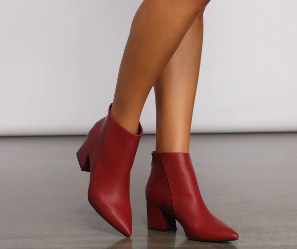 Faux Leather Basic Pointy Toe Booties - Image 3