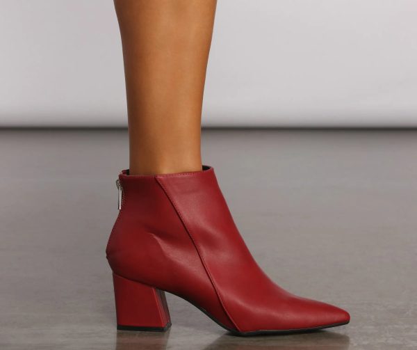 Faux Leather Basic Pointy Toe Booties - Image 5