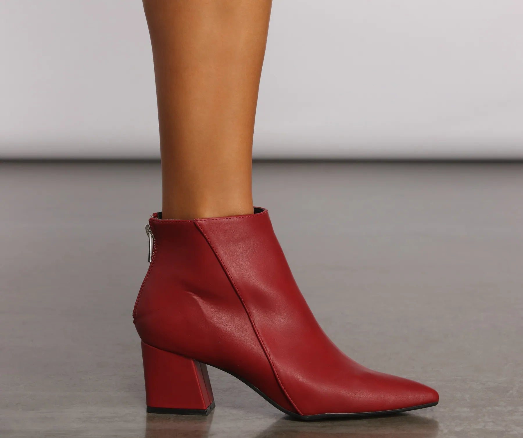 Faux Leather Basic Pointy Toe Booties - Image 5