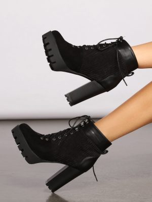 Stacked On Faux Suede Lug Sole Booties