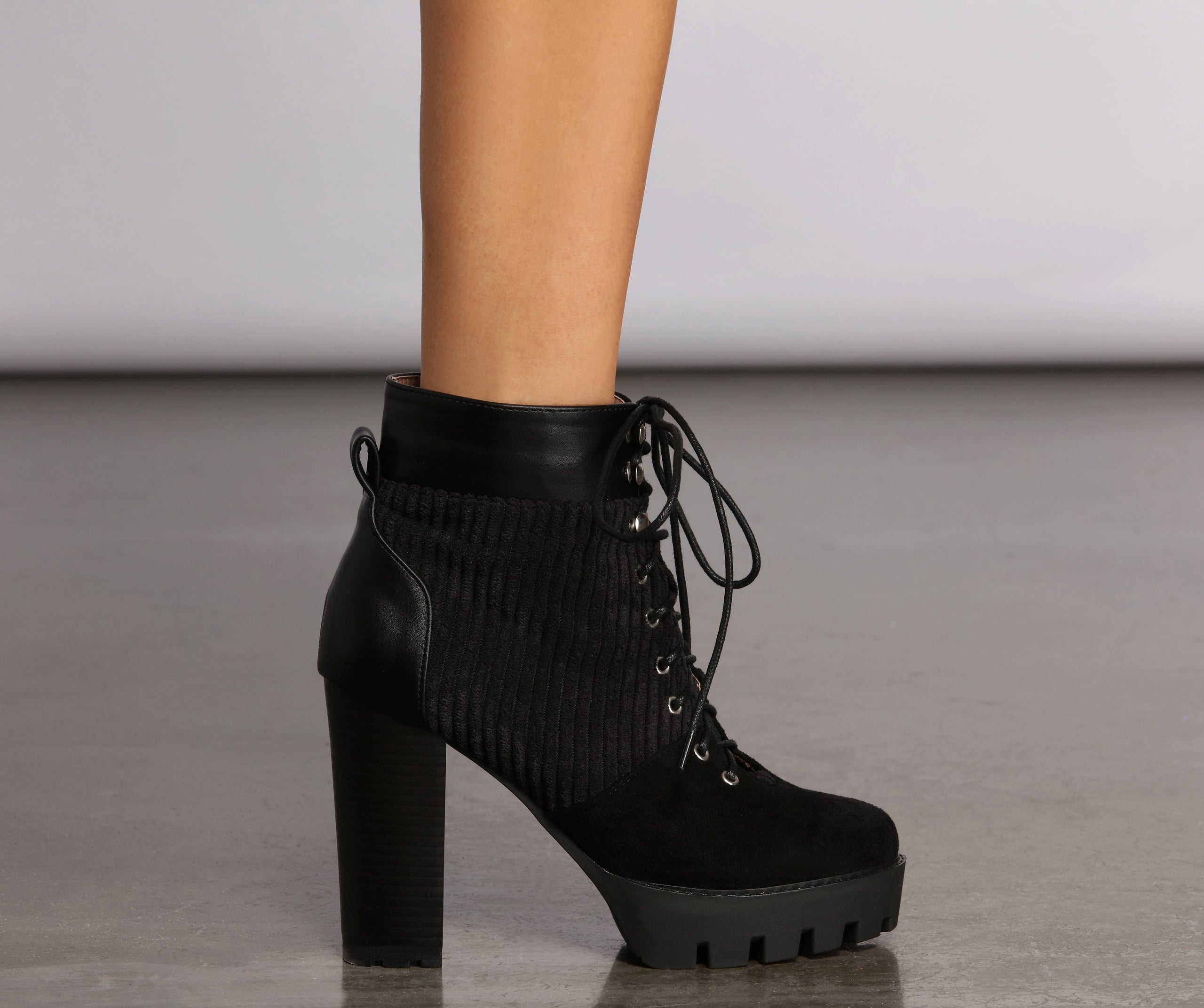 Stacked On Faux Suede Lug Sole Booties - Image 2