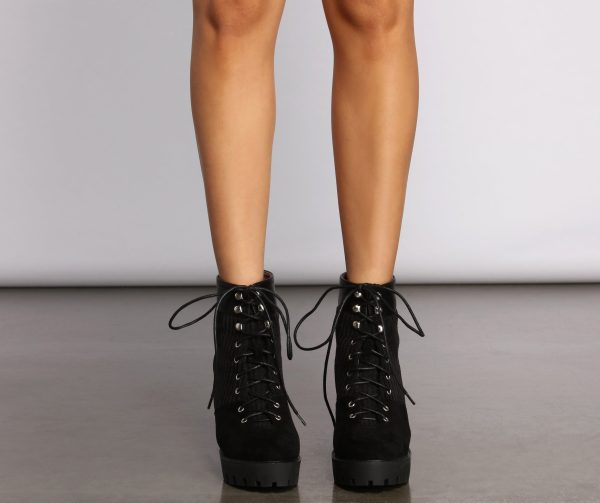 Stacked On Faux Suede Lug Sole Booties - Image 4