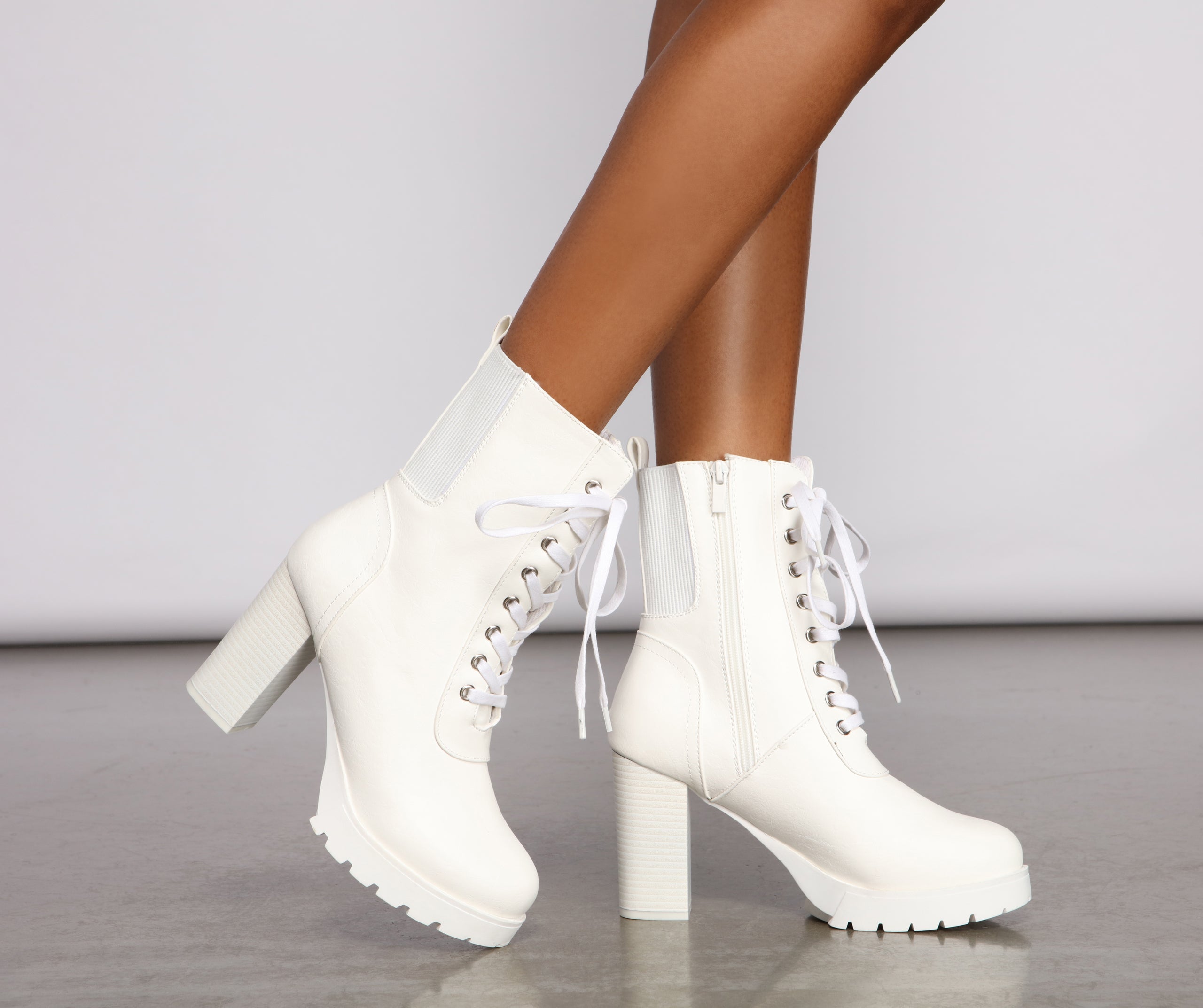 Step Out In Style Faux Leather Combat Booties - Image 3