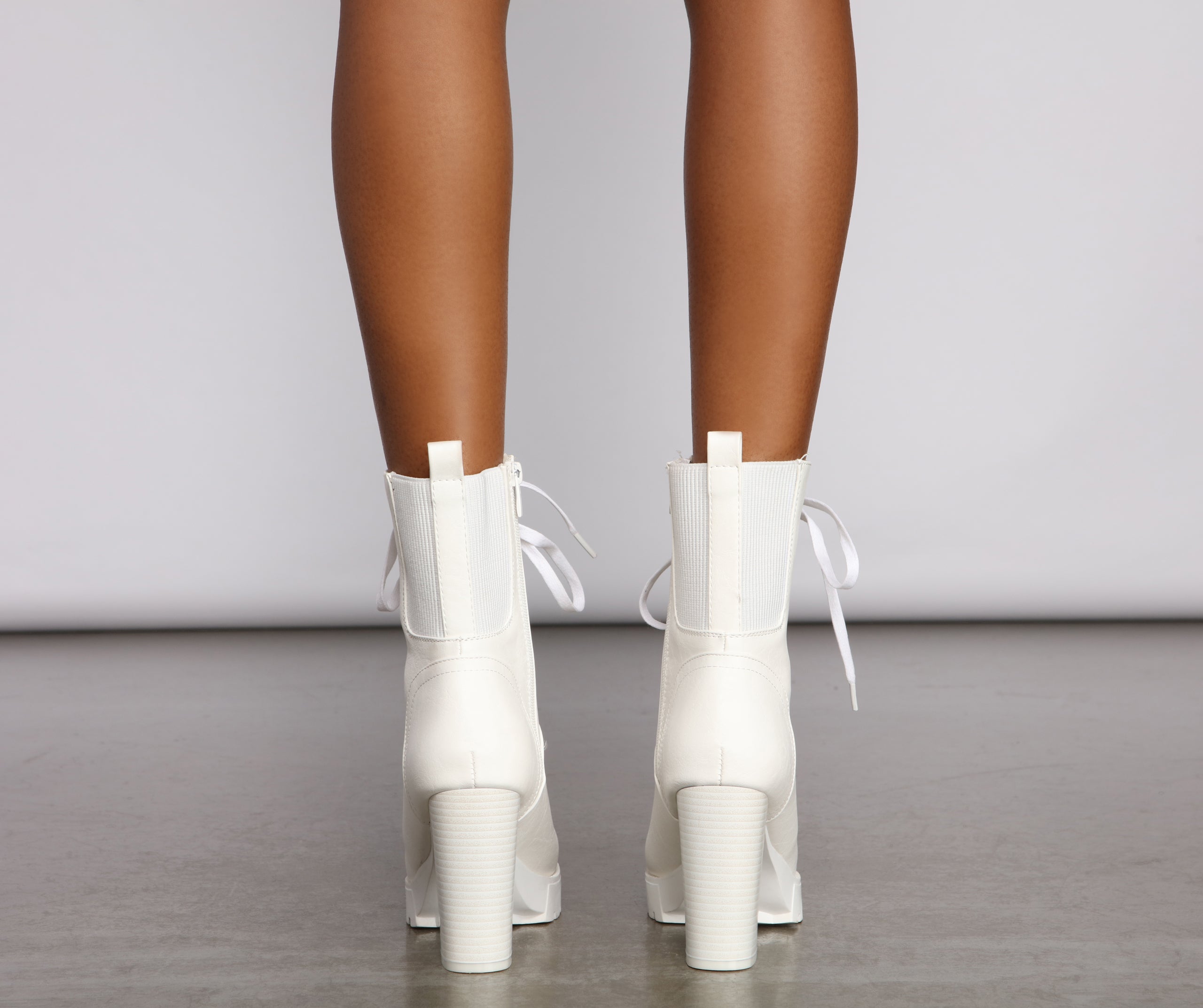 Step Out In Style Faux Leather Combat Booties - Image 4