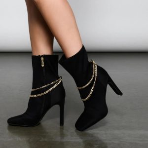 Stylish And Edgy Chain Link Booties