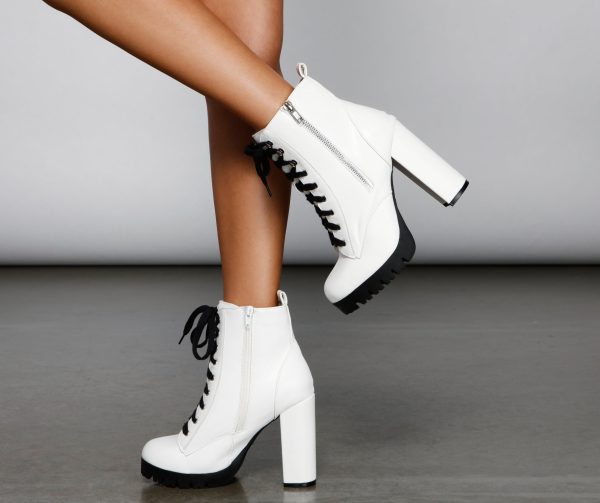 Baddie Chic Faux Leather Lug Platform Booties - Image 6