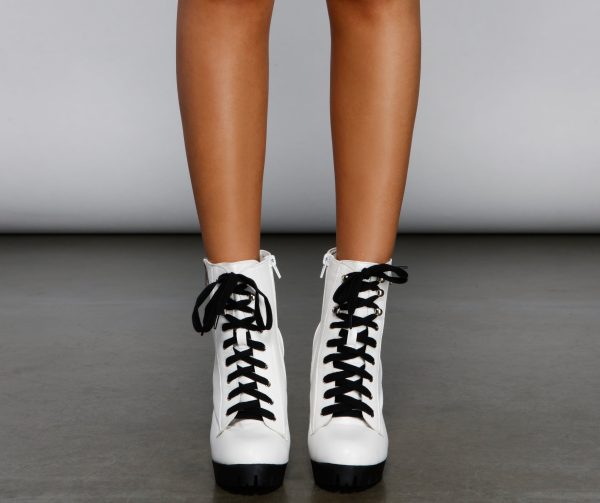 Baddie Chic Faux Leather Lug Platform Booties - Image 7