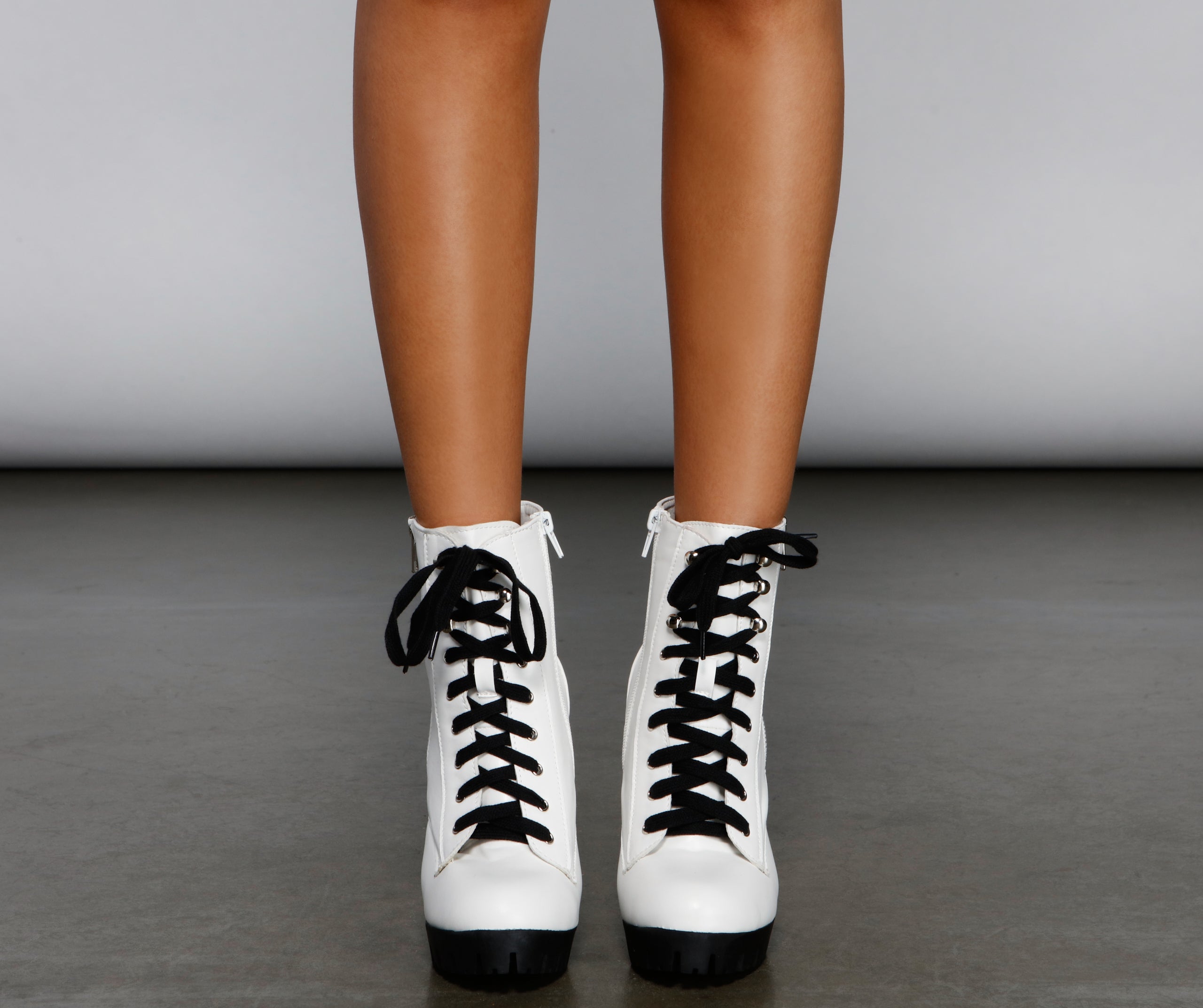 Baddie Chic Faux Leather Lug Platform Booties - Image 7