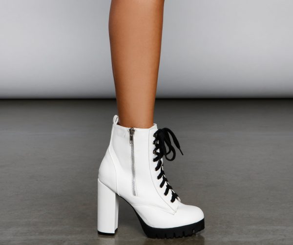 Baddie Chic Faux Leather Lug Platform Booties - Image 9