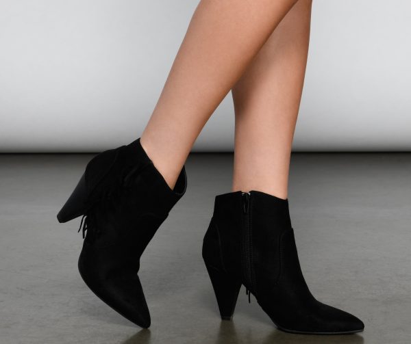 Walking On The Fringe Faux Suede Booties - Image 3