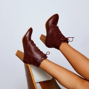 Cozy Cutie Lace-Up Block Heel Booties