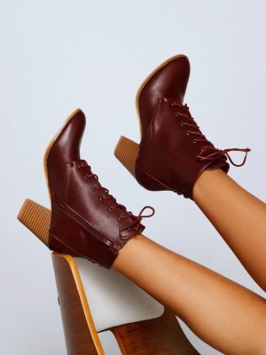 Cozy Cutie Lace-Up Block Heel Booties