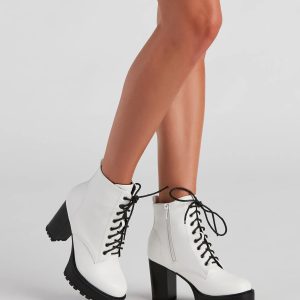 Edgy Babe Platform Lace-Up Booties